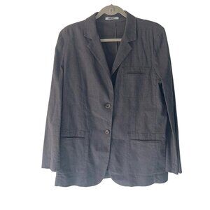 Dknyc Womens Blazer Jacket Size Large Gray Button Down Pockets Long Sleeve